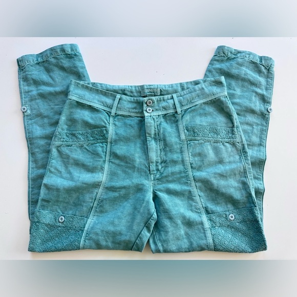 Sundance Linen Cotton Femme Voyager Cargo Lace Pants - Picture 2 of 12